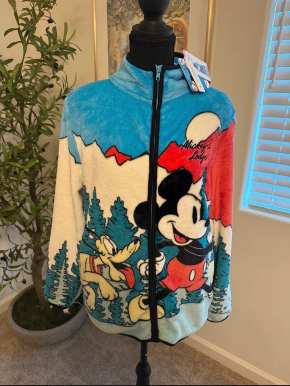 Disney Mickey & Friends Plush Zip Jacket in Blue, Red, White